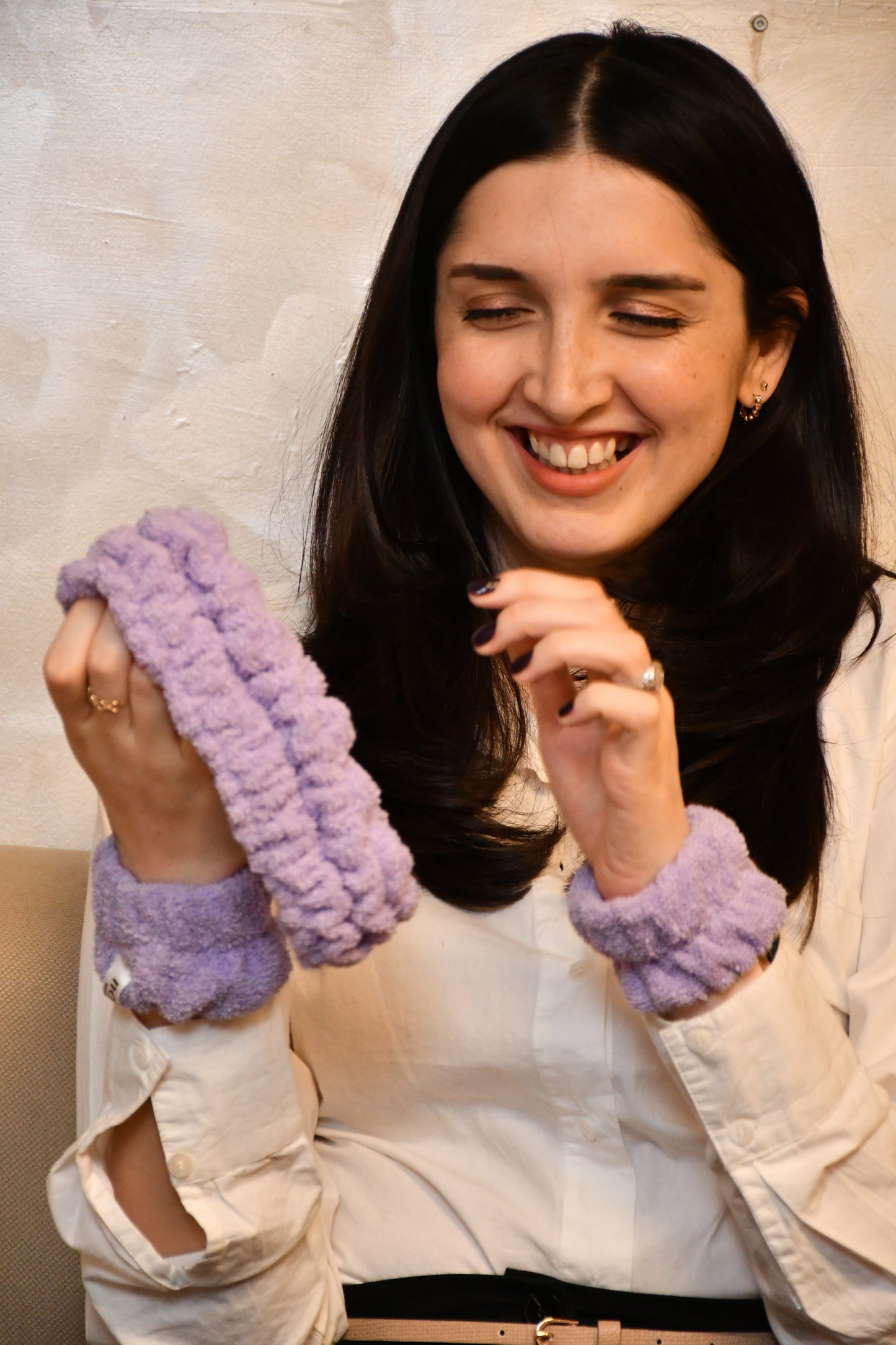 Hold the Hair | Saç Bandı %100 Pamuk Havlu Pamuklu Cilt Bakımı Makyaj Lila Bandana