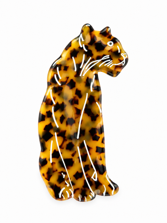 Jaguar Desenli Mandal Asetat Saç Tokası