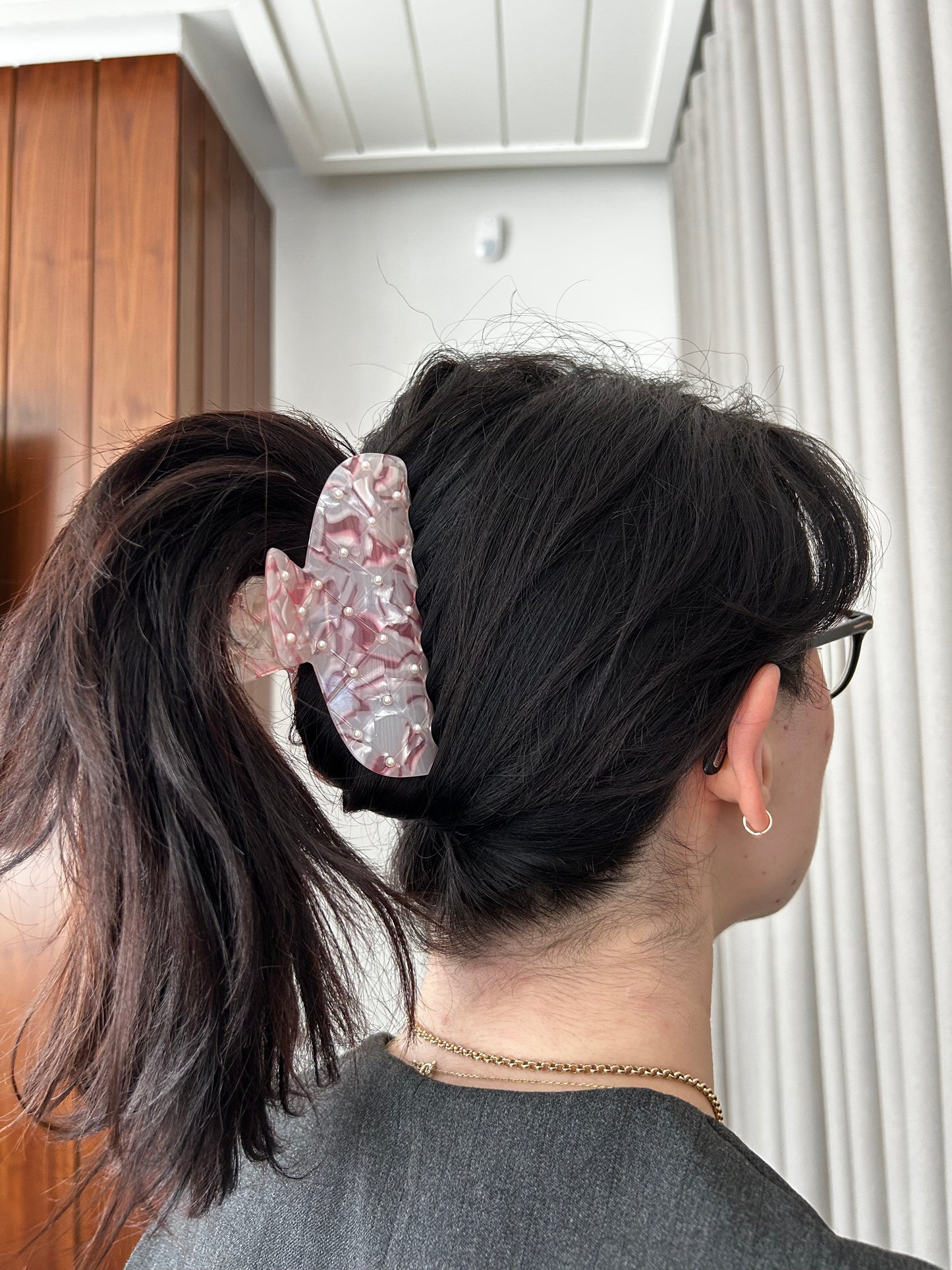 Pembe Karo Desenli Kemik Asetat Yüksek Kalite Toka