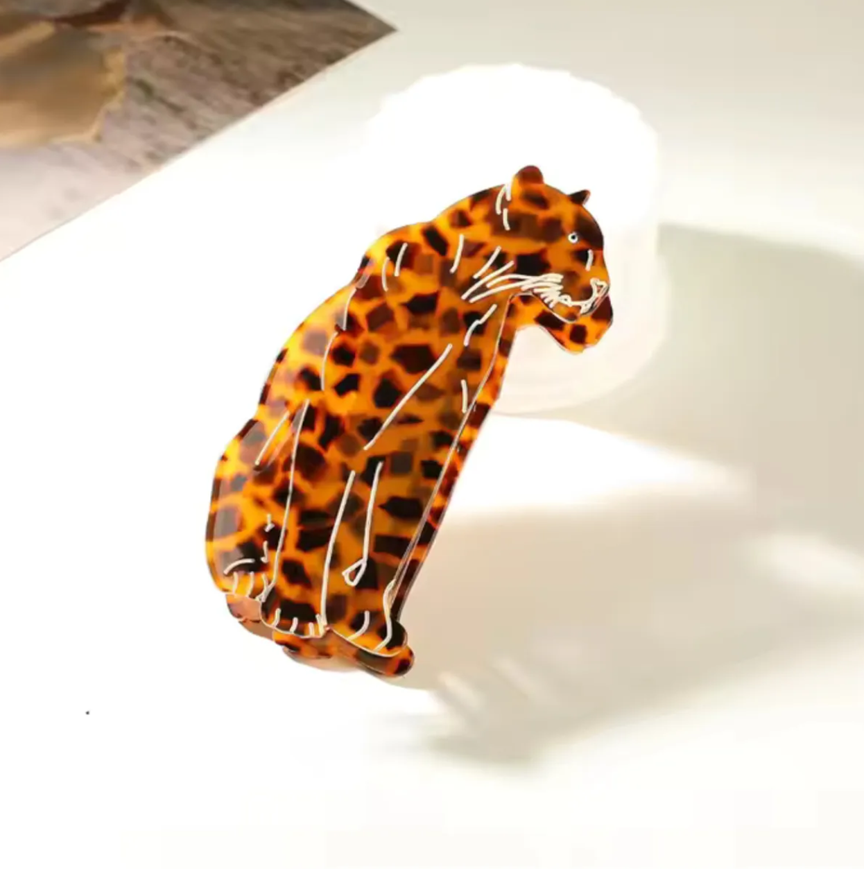 Leopar Desenli Kemik Asetat Yüksek Kalite Toka