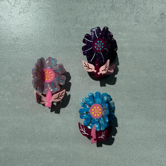 Çiçek Desenli Kemik Asetat Yüksek Kalite Toka