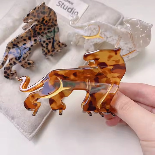 Minimal Leopar Desenli Kemik Asetat Yüksek Kalite Toka