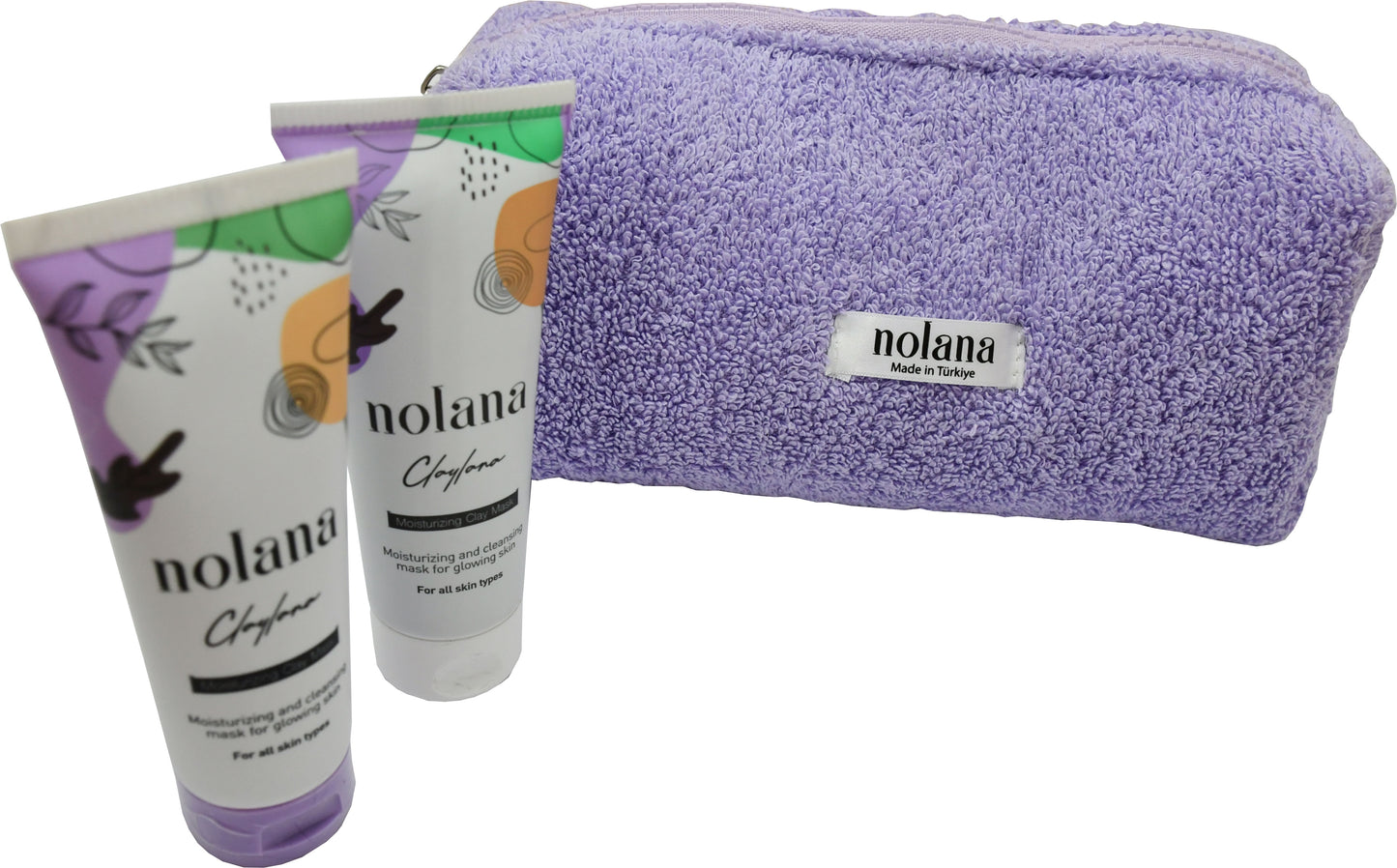 Carry All | Pamuklu Havlu Kumaştan Yıkanabilir Lila Makyaj çantası