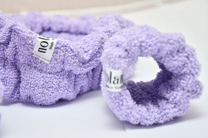 Hair Band + Wristband Set 100% Cotton Towel Cotton Skin Care Makeup Lilac Bandana + Bracelet 🌸