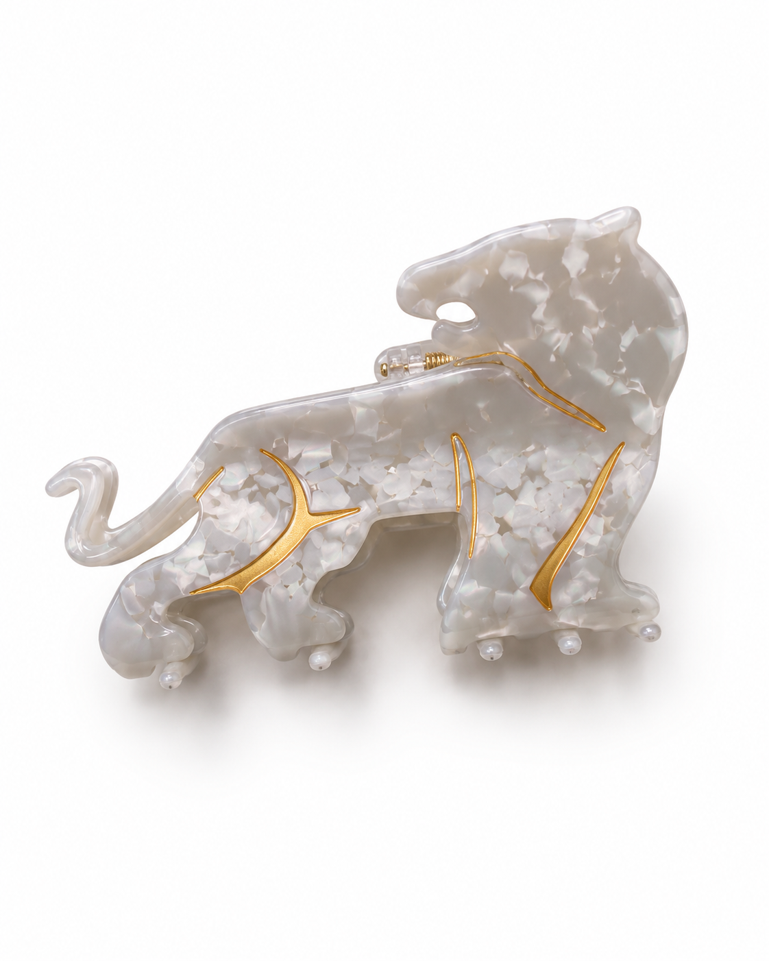Leopar Desenli Mandal Asetat Saç Tokası
