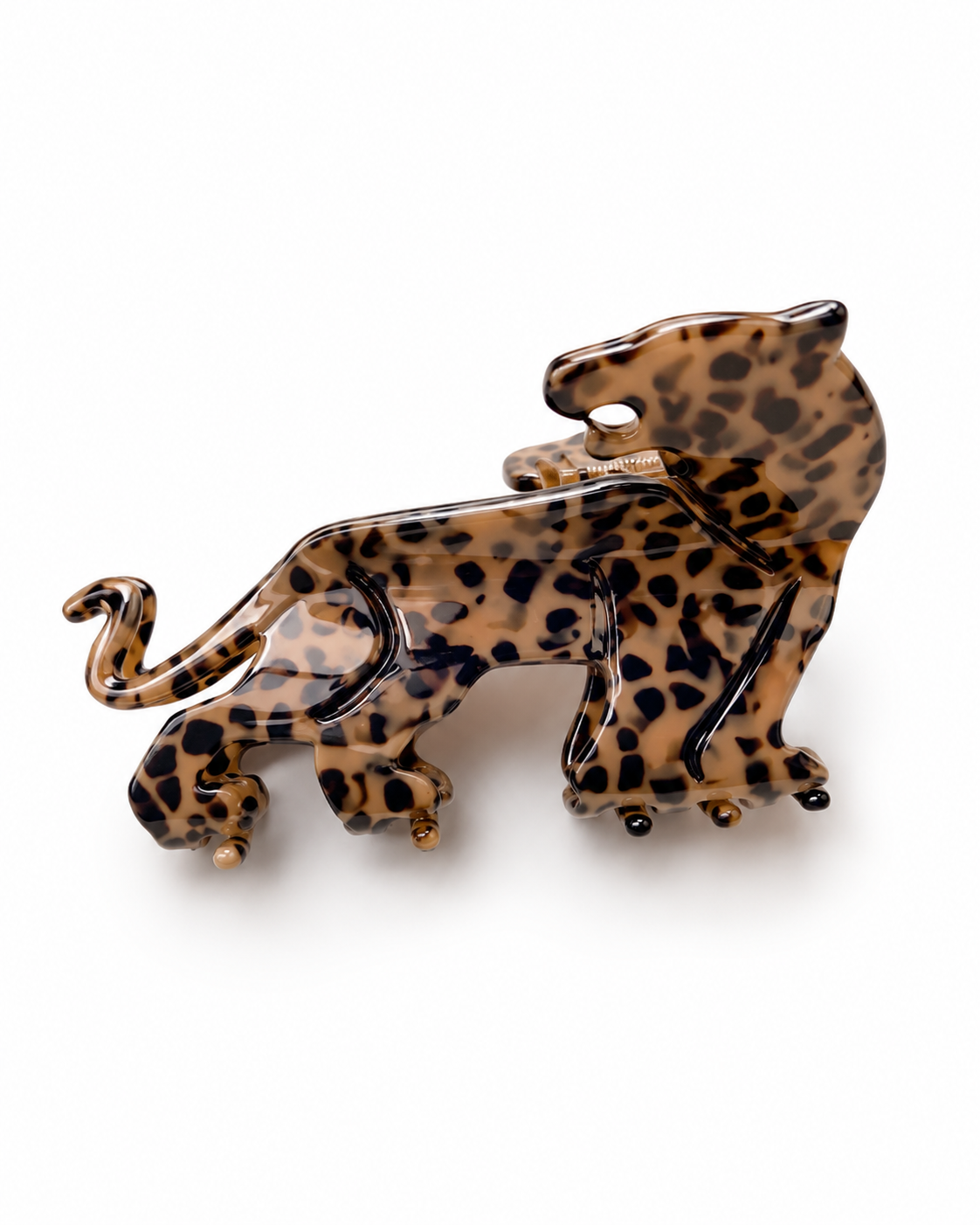 Leopar Desenli Mandal Asetat Saç Tokası