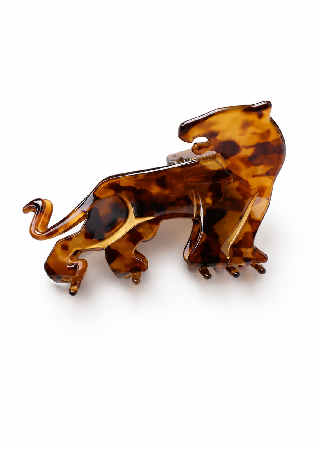 Leopar Desenli Mandal Asetat Saç Tokası
