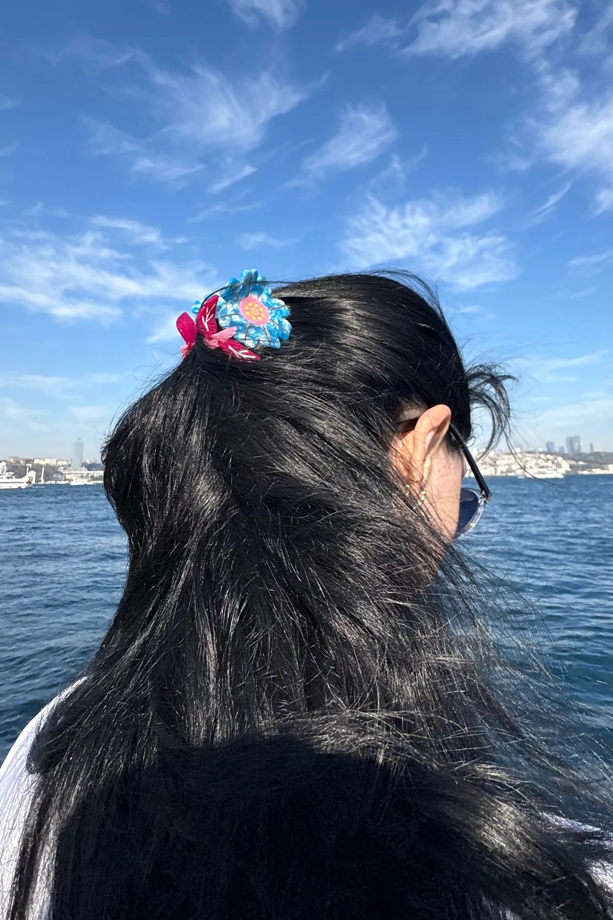 Flower - Çiçek Desenli Mandal Asetat Saç Tokası