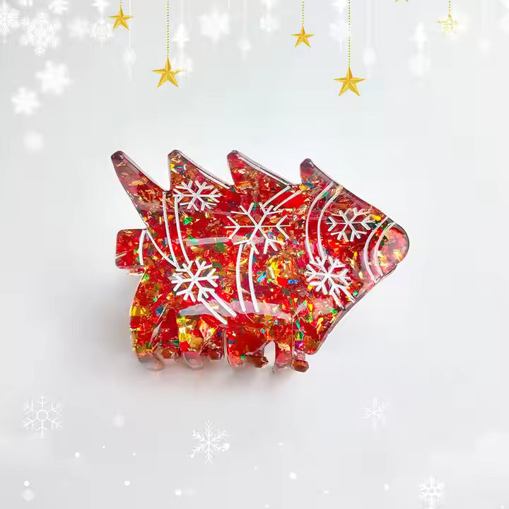 Işıltılı Yılbaşı Ağacı | Asetat Saç Tokaları🎄
