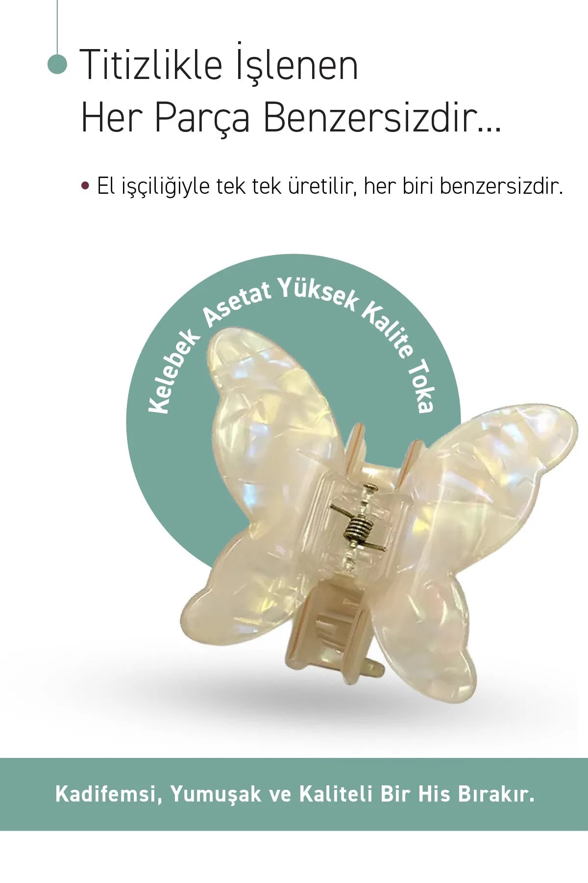Kelebek Figürlü Mandal Asetat Saç Tokası