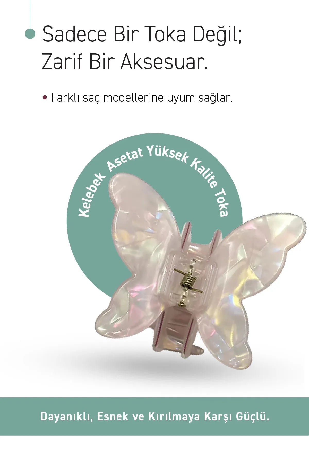 Kelebek Figürlü Mandal Asetat Saç Tokası