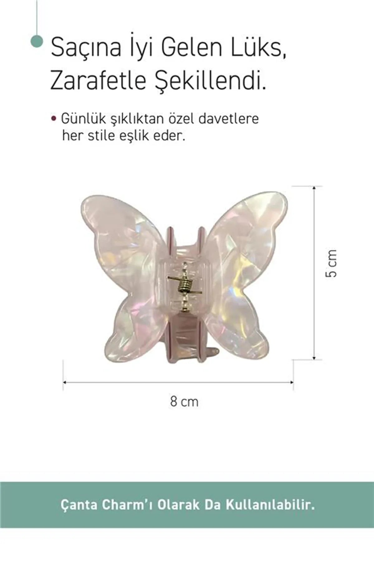 Kelebek Figürlü Mandal Asetat Saç Tokası