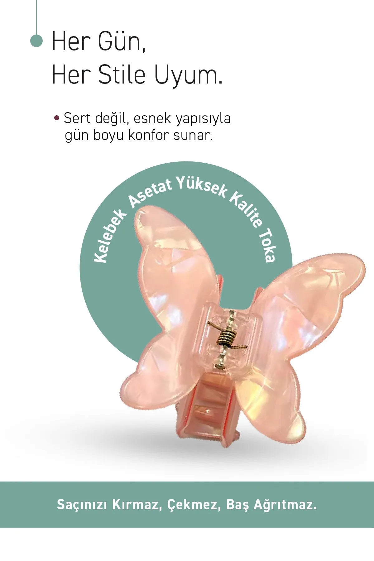 Kelebek Figürlü Mandal Asetat Saç Tokası