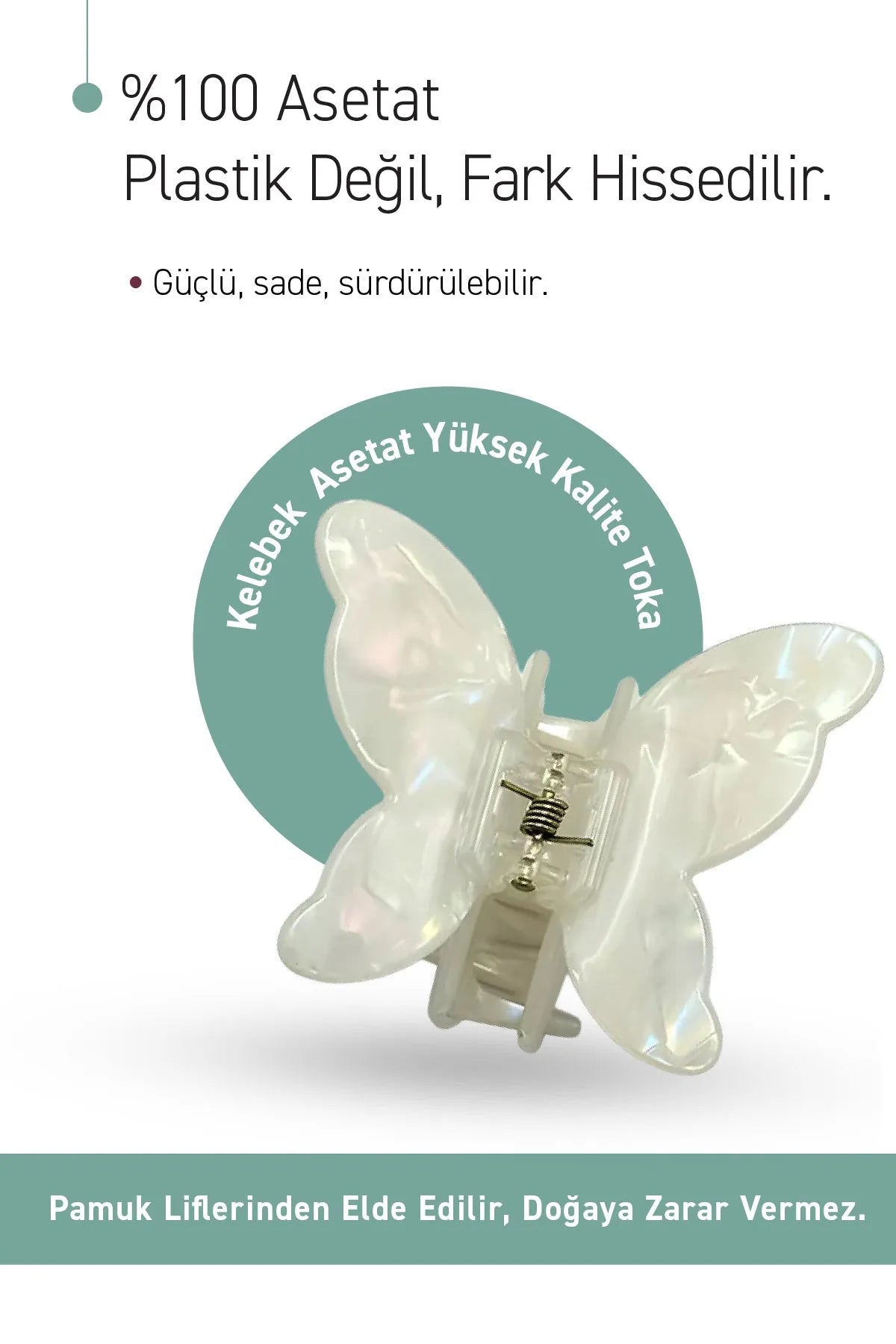 Kelebek Figürlü Mandal Asetat Saç Tokası