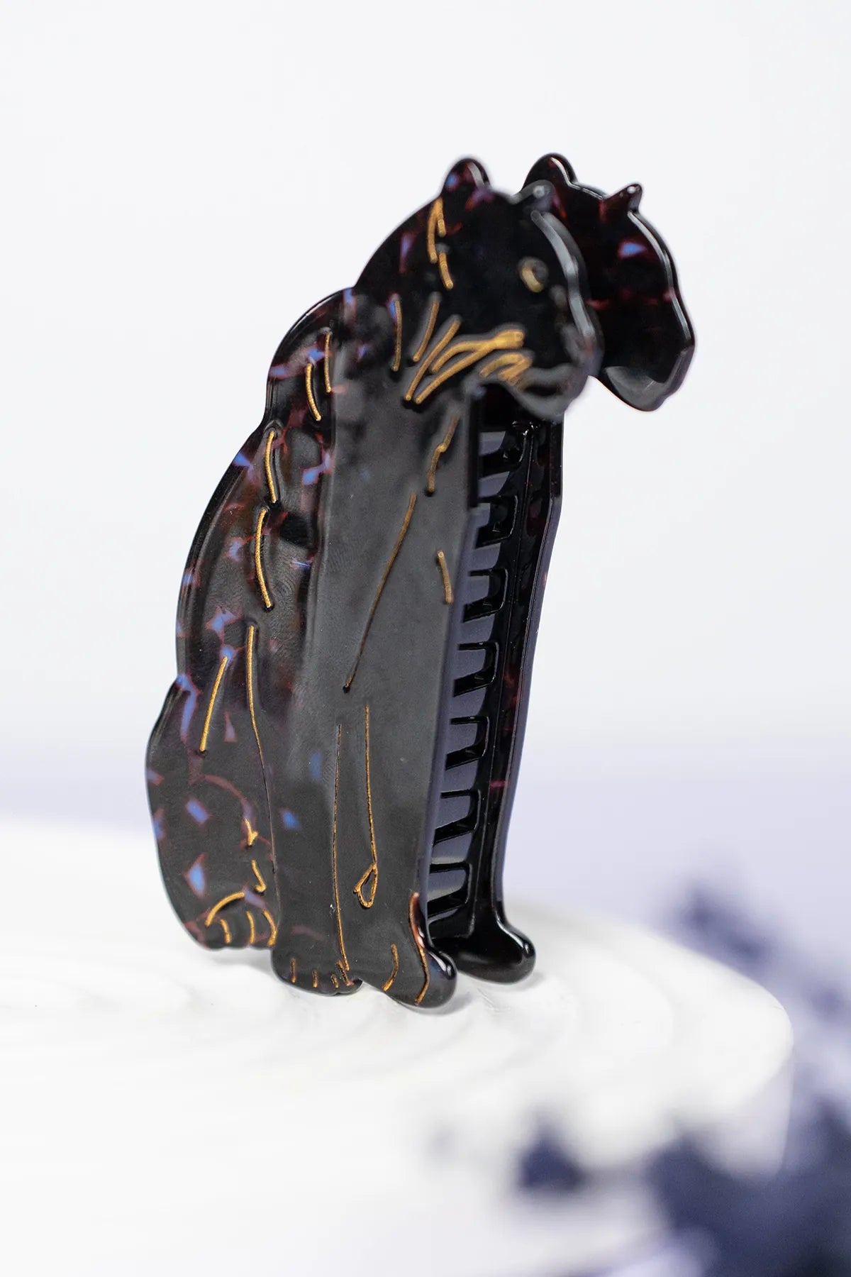 Leopar Desenli Mandal Asetat Saç Tokası