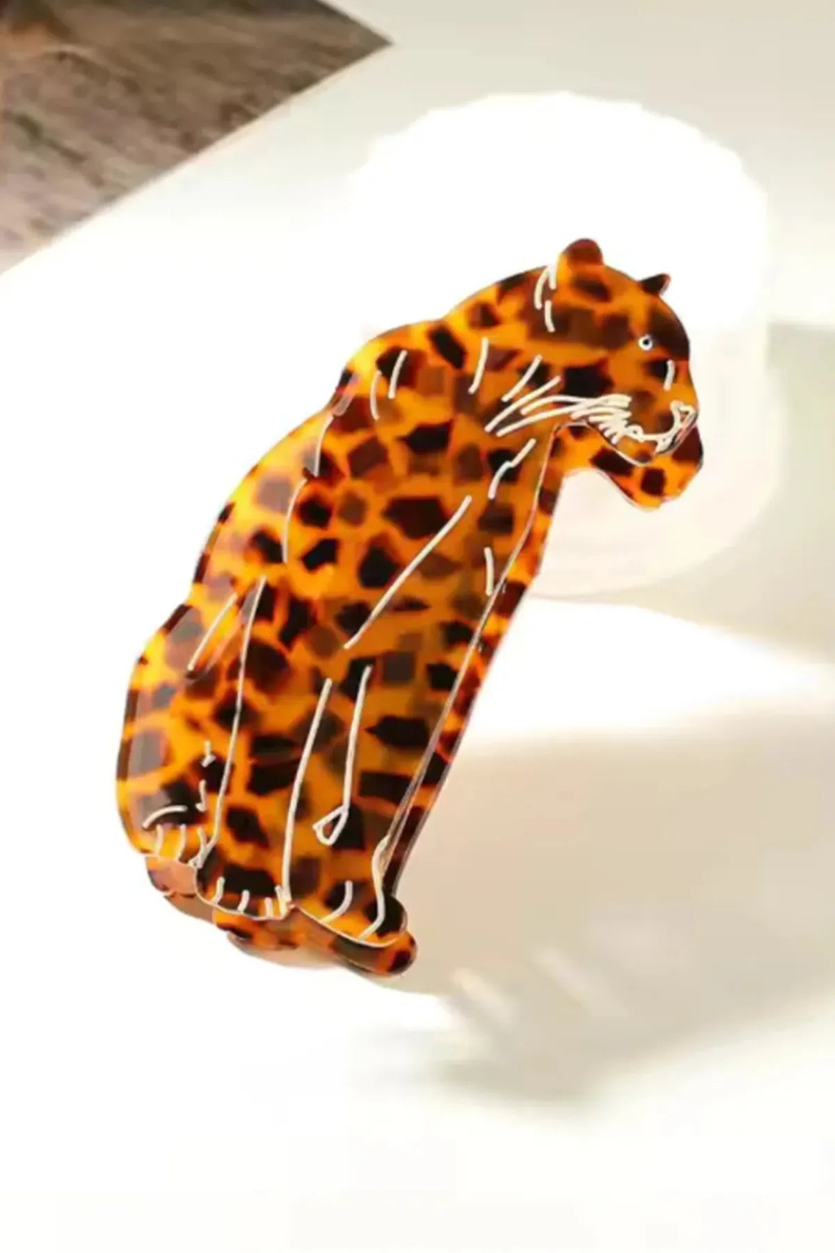 Leopar Desenli Mandal Asetat Saç Tokası