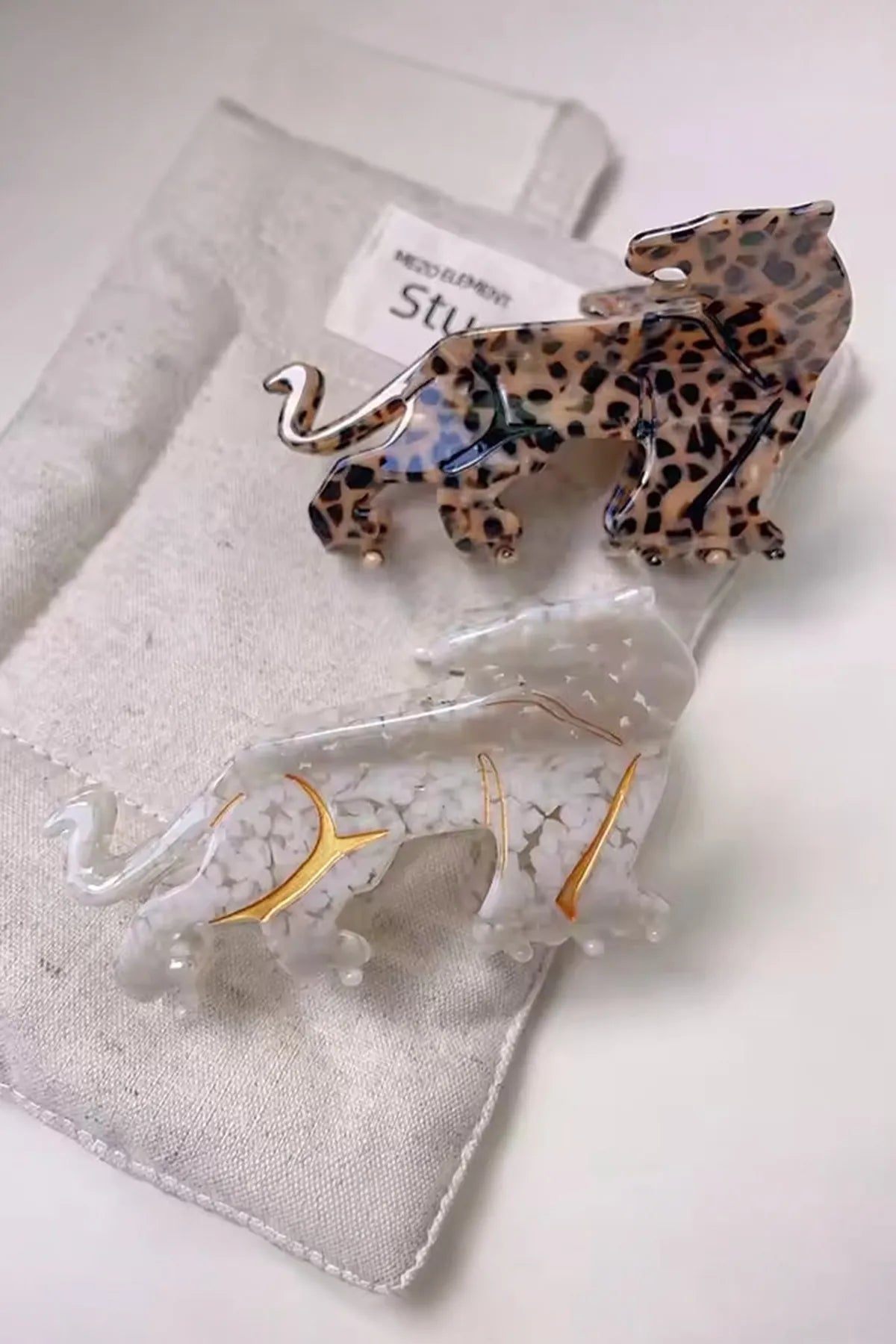 Mini Leopar Desenli Mandal Asetat Saç Tokası