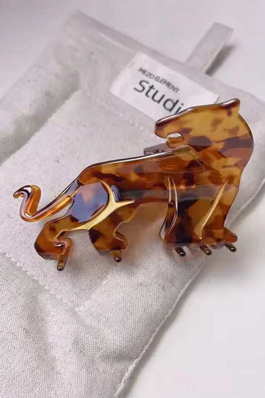 Mini Leopar Desenli Mandal Asetat Saç Tokası