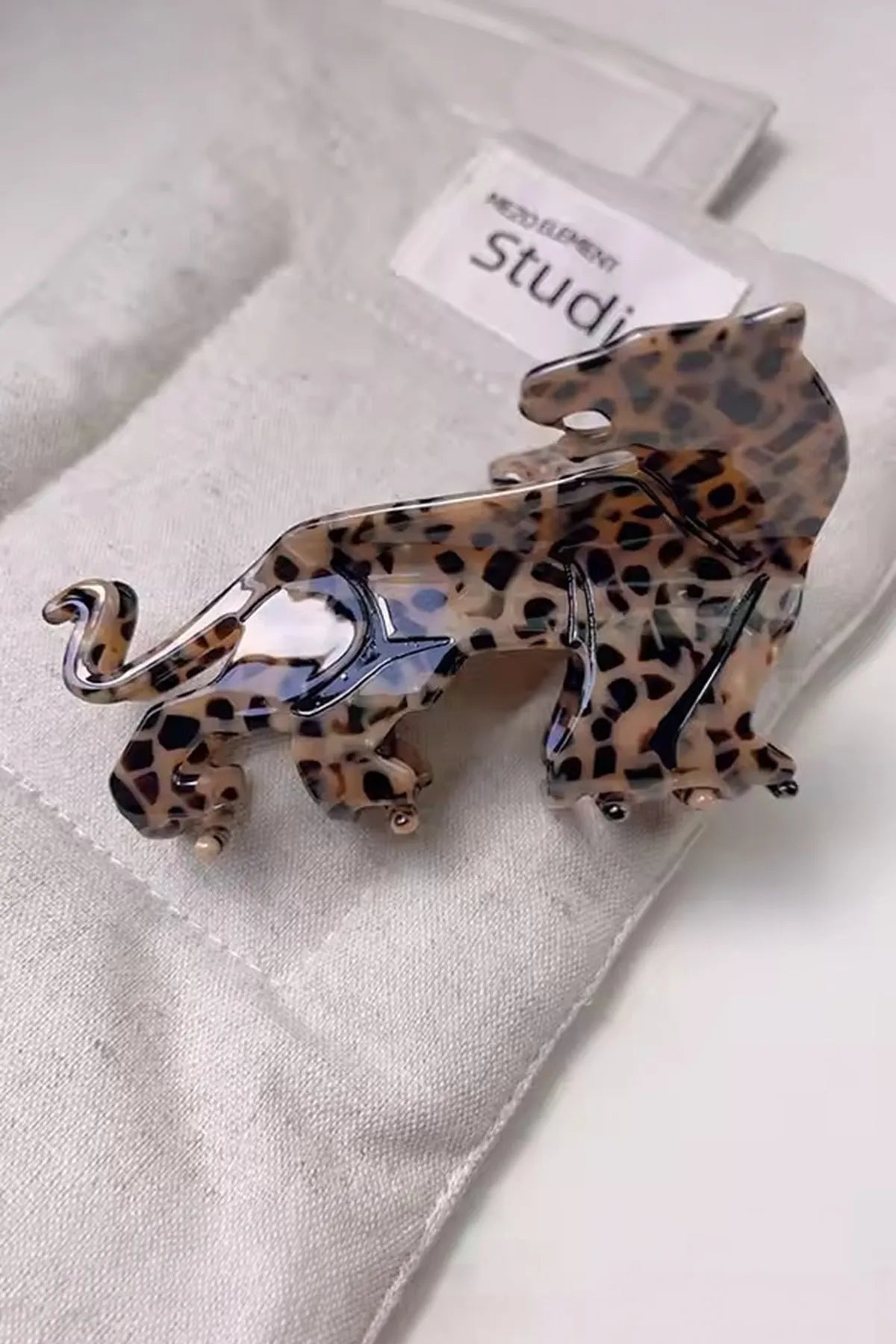 Mini Leopar Desenli Mandal Asetat Saç Tokası