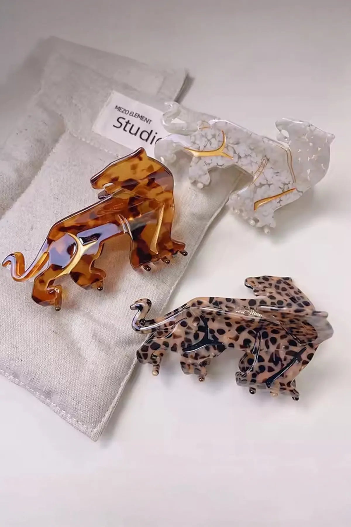 Mini Leopar Desenli Mandal Asetat Saç Tokası