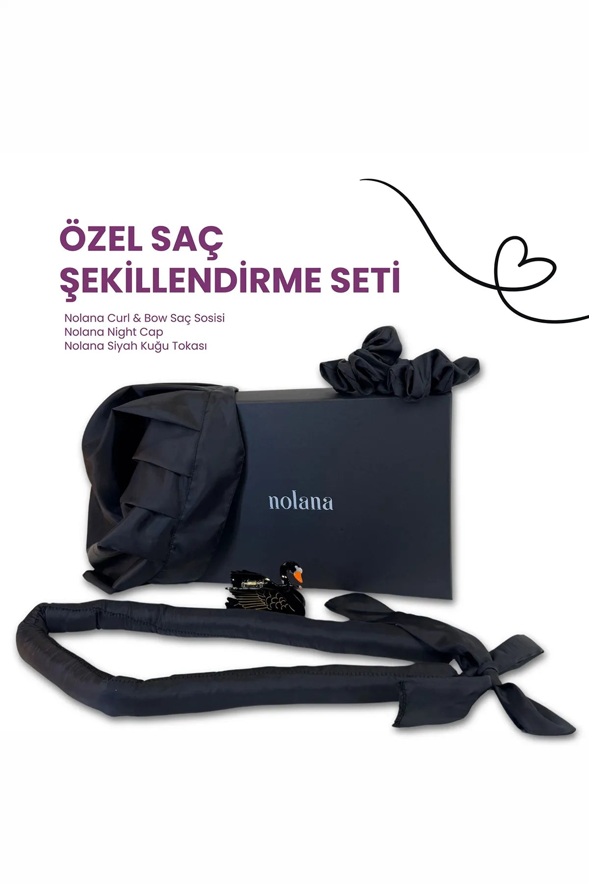 Saç Aksesuarı Hediye Seti - Toka + Bone + Bigüdi (3'lü Paket)