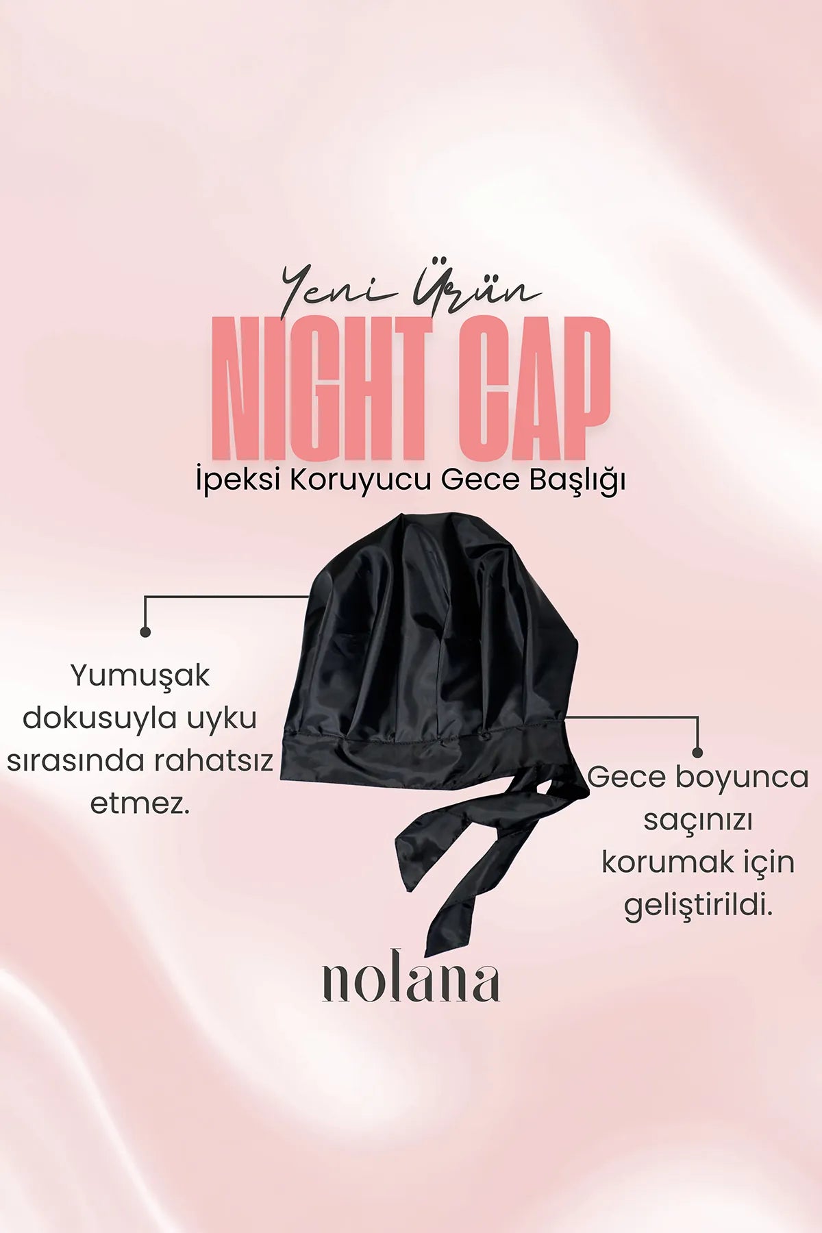 Saten Gece Başlığı - Saç Koruyucu Uyku Bonesi