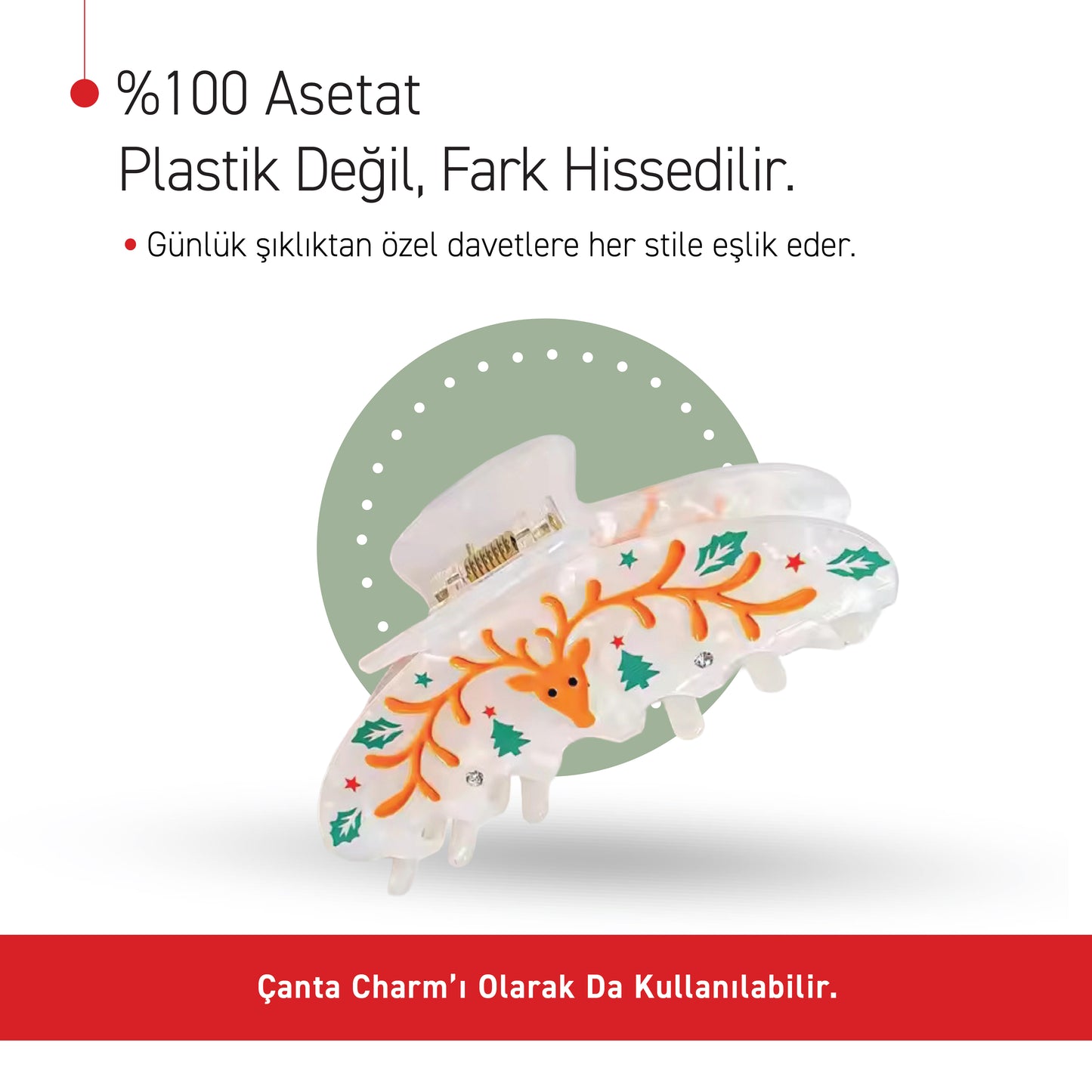 Yılbaşı | Asetat Saç Tokaları🎄