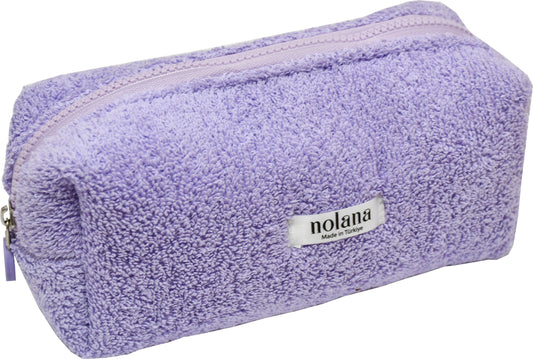 Purple Cotton Towel Fabric Washable Makeup Bag