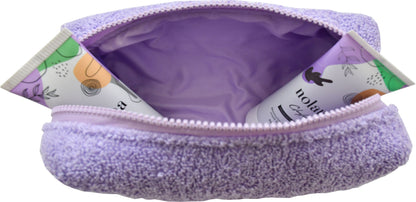 Purple Cotton Towel Fabric Washable Makeup Bag